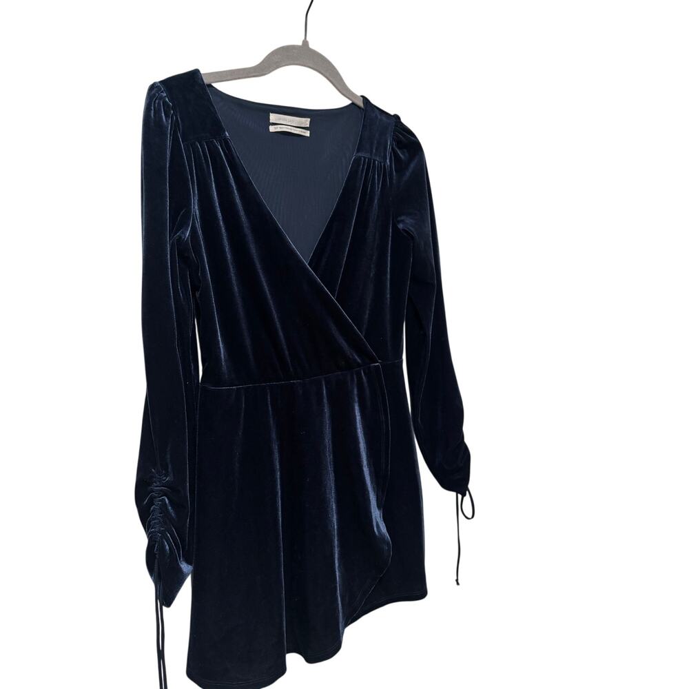 Urban Outfitters Velvet Wrap Romper Navy Blue Long Sleeve Women’s Small Party - Picture 5 of 11